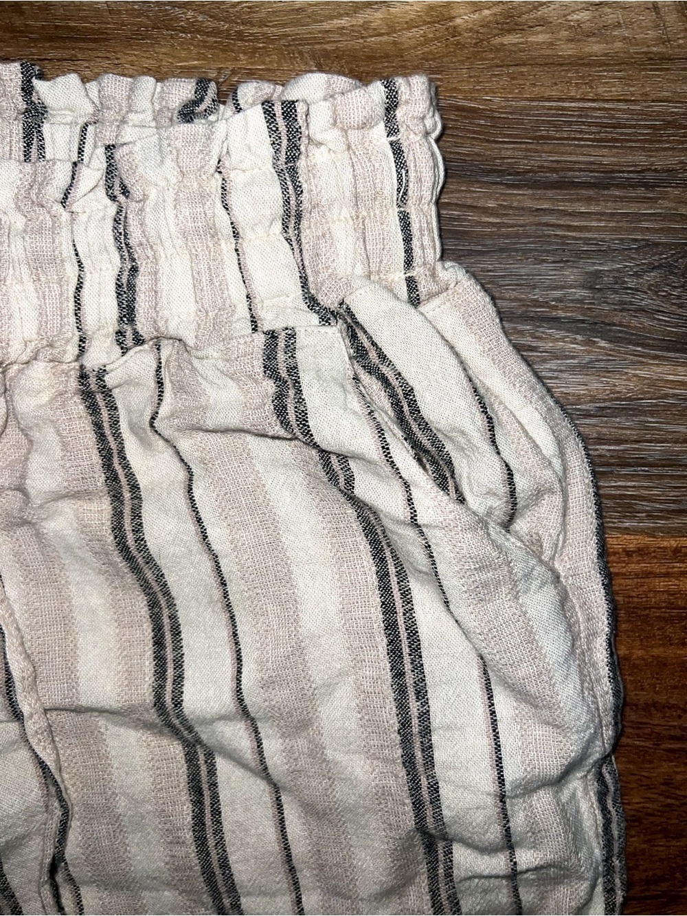 Sincerely Jules Striped Lightweight Linen Blend Wide Leg Raw Hem Pants, Size M - Picture 4 of 9
